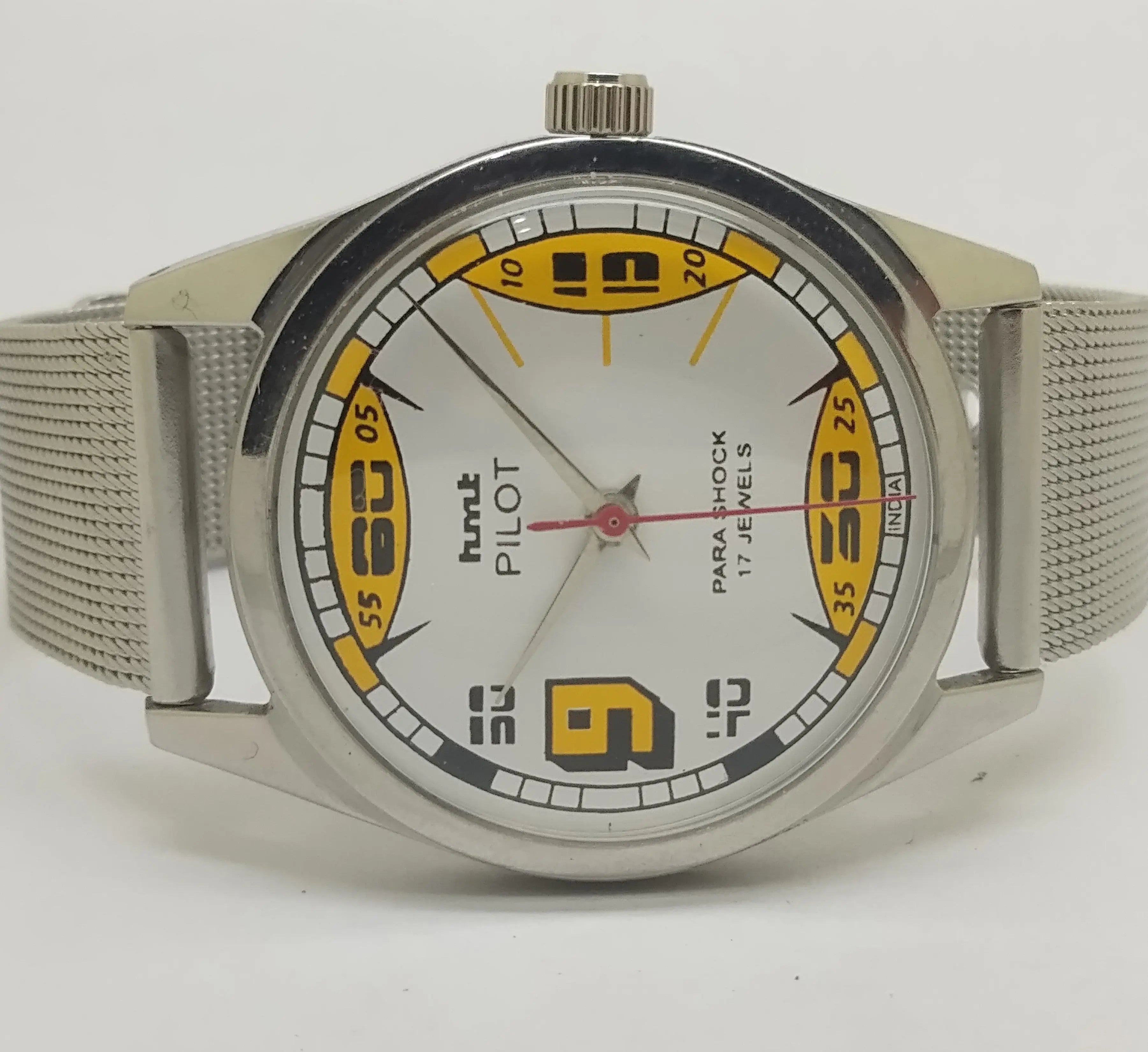 Hmt Pilot Mechanical Handwinding Movement stainless Steel Para Shock 17 Jewels Analog Dial Wrist Watch For Men National Watches