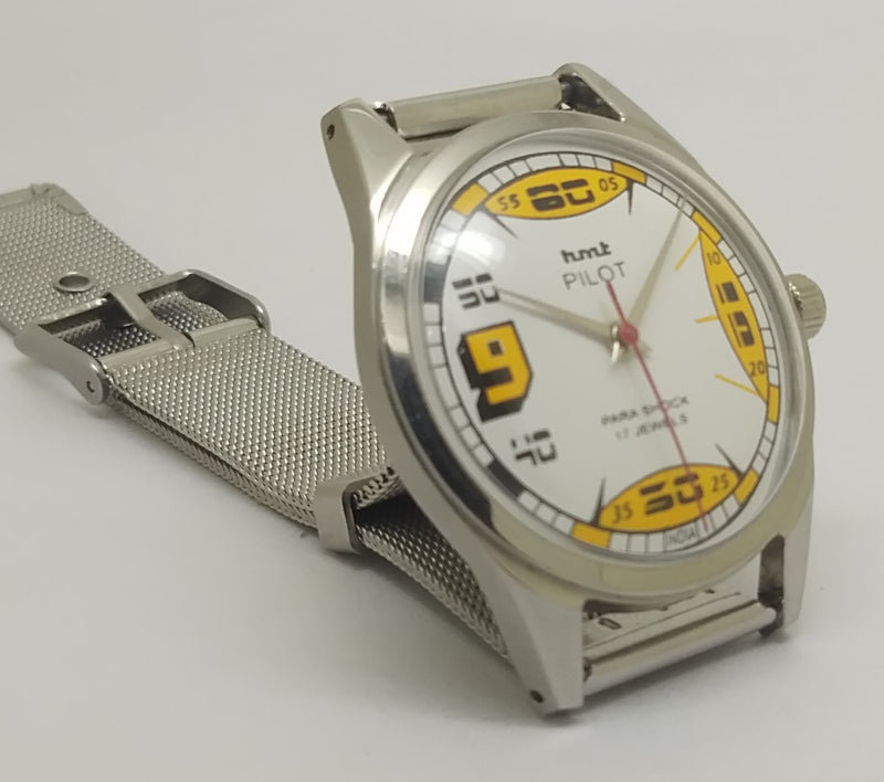 Hmt Pilot Mechanical Handwinding Movement stainless Steel Para Shock 17 Jewels Analog Dial Wrist Watch For Men