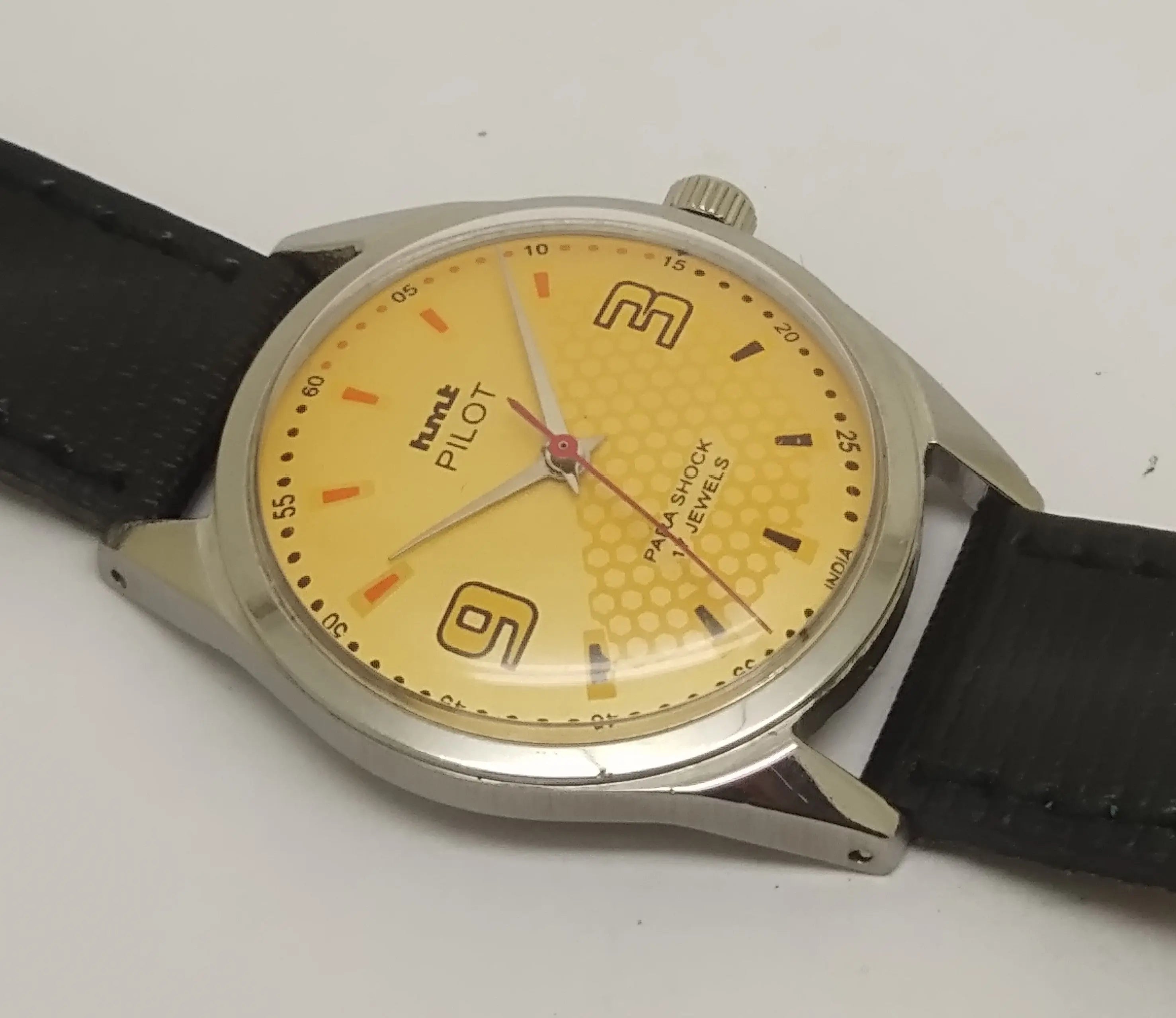 Hmt Pilot Mechanical Handwinding Movement leather Jewels Analog Dial Wrist Watch For Me National Watches