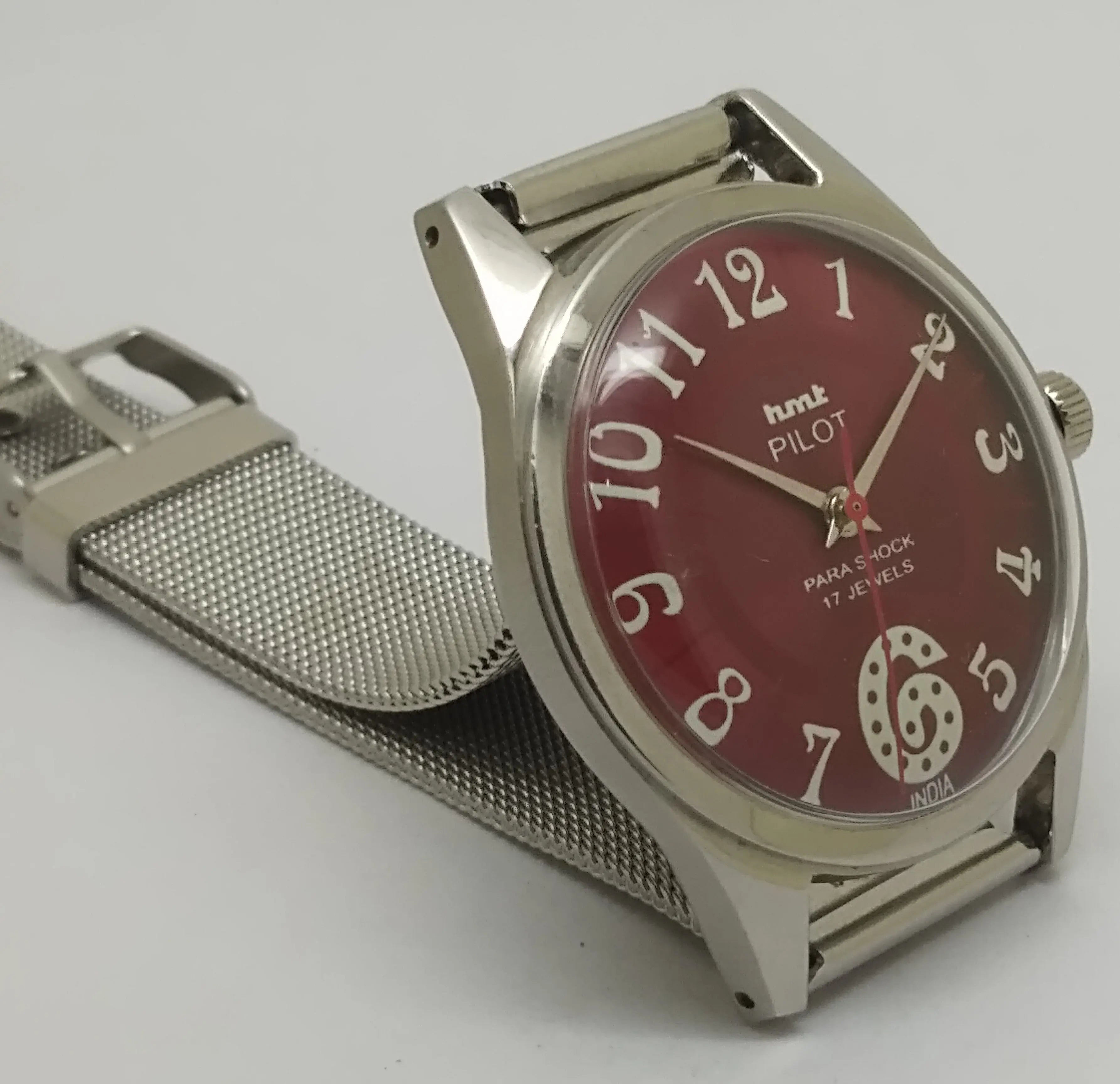Hmt Pilot Mechanical Handwinding Movement stainless Steel Para Shock 17 Jewels Analog Dial Wrist Watch For Men National Watches