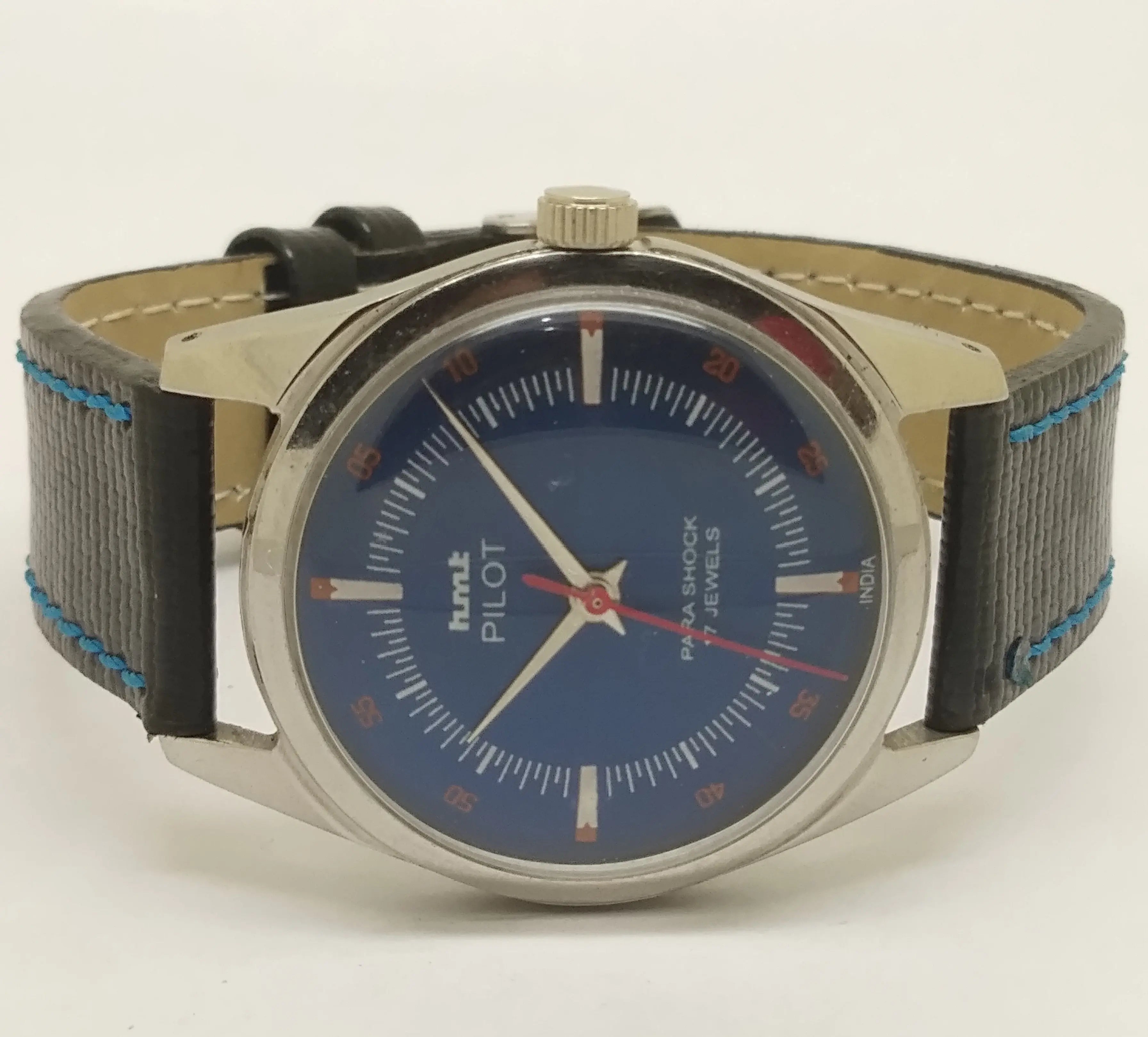 Hmt Pilot Mechanical Handwinding Movement leather Jewels Analog Dial Wrist Watch For Me National Watches