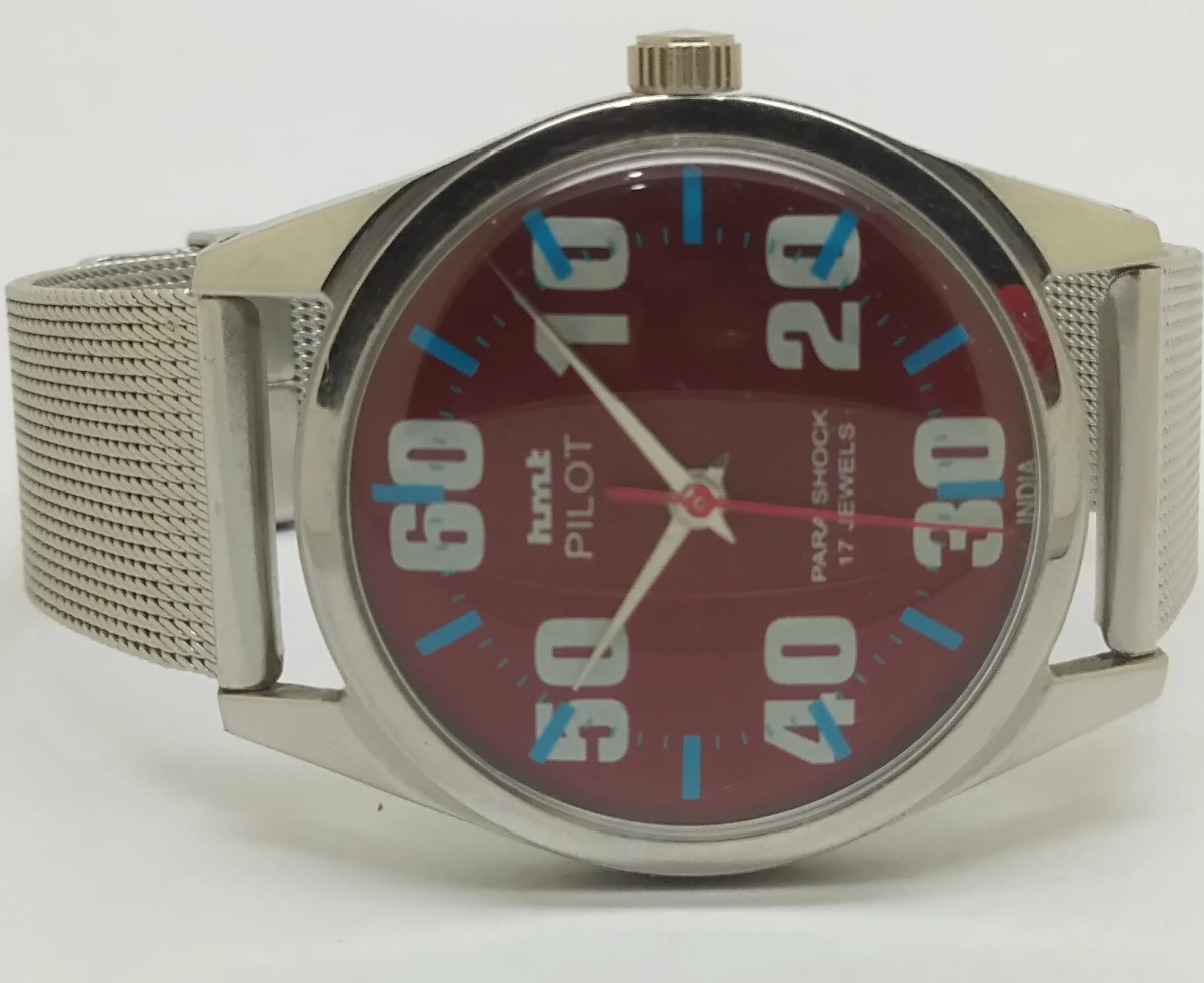 Hmt Pilot Mechanical Handwinding Movement stainless Steel Para Shock 17 Jewels Analog Dial Wrist Watch For Men National Watches