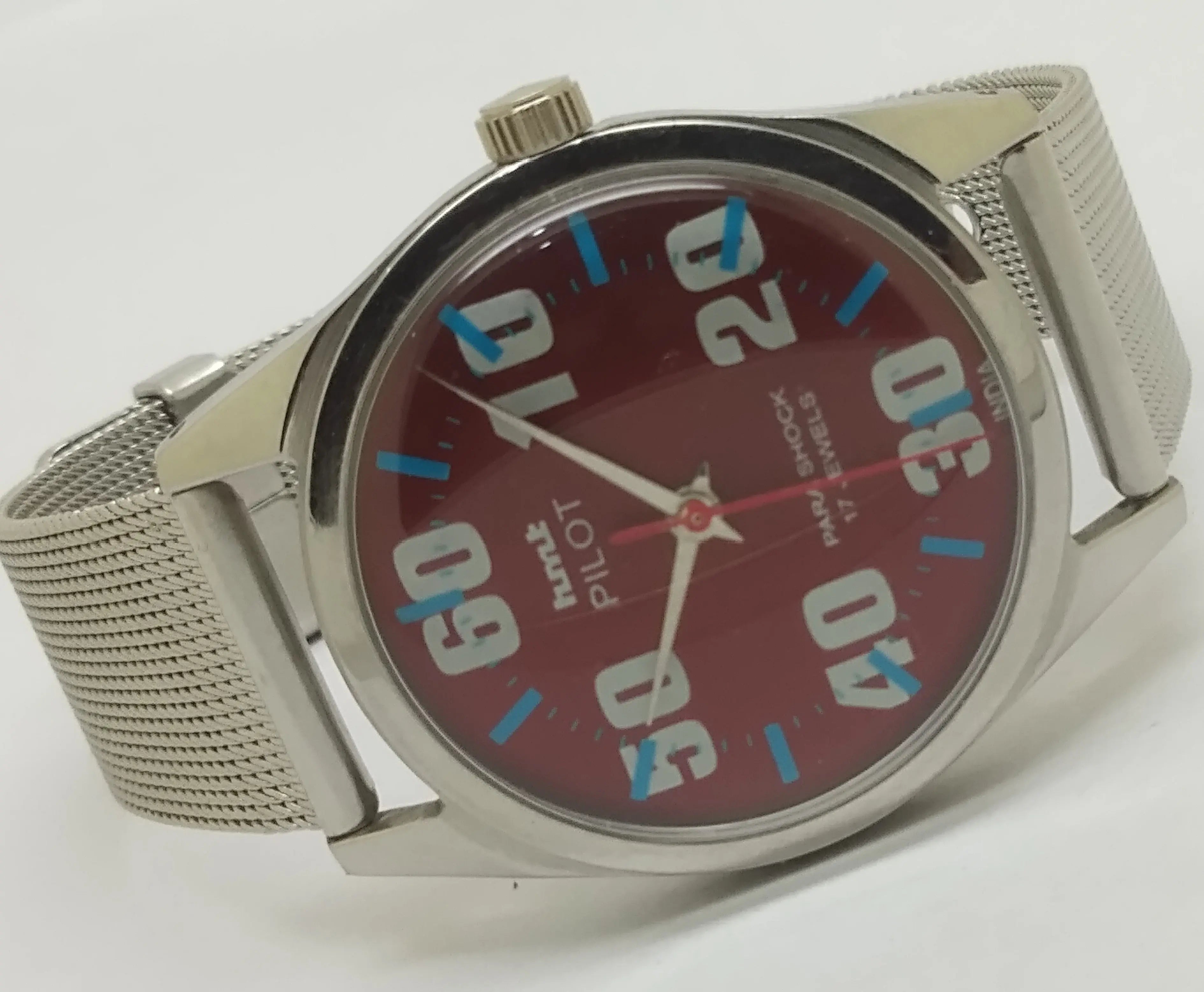 Hmt Pilot Mechanical Handwinding Movement stainless Steel Para Shock 17 Jewels Analog Dial Wrist Watch For Men National Watches