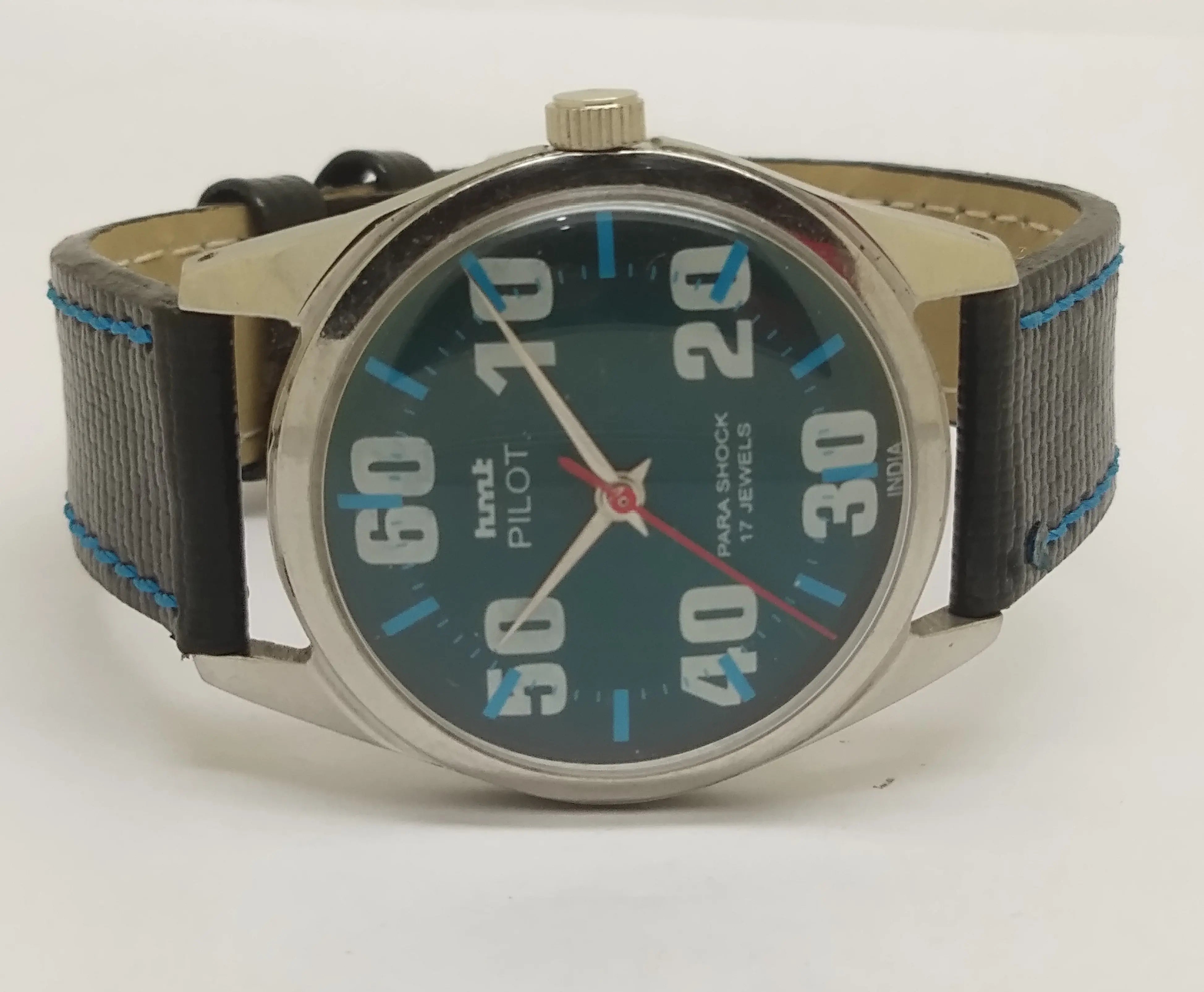 Hmt Pilot Mechanical Handwinding Movement leather Jewels Analog Dial Wrist Watch For Me National Watches
