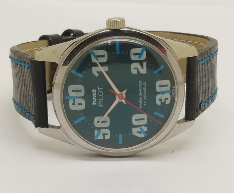 Hmt Pilot Mechanical Handwinding Movement leather Jewels Analog Dial Wrist Watch For Me