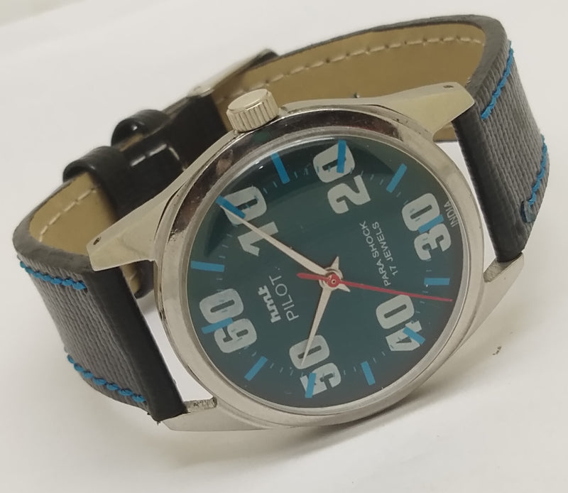 Hmt Pilot Mechanical Handwinding Movement leather Jewels Analog Dial Wrist Watch For Me