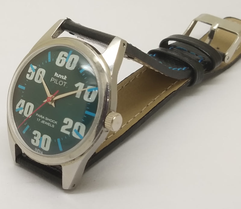 Hmt Pilot Mechanical Handwinding Movement leather Jewels Analog Dial Wrist Watch For Me