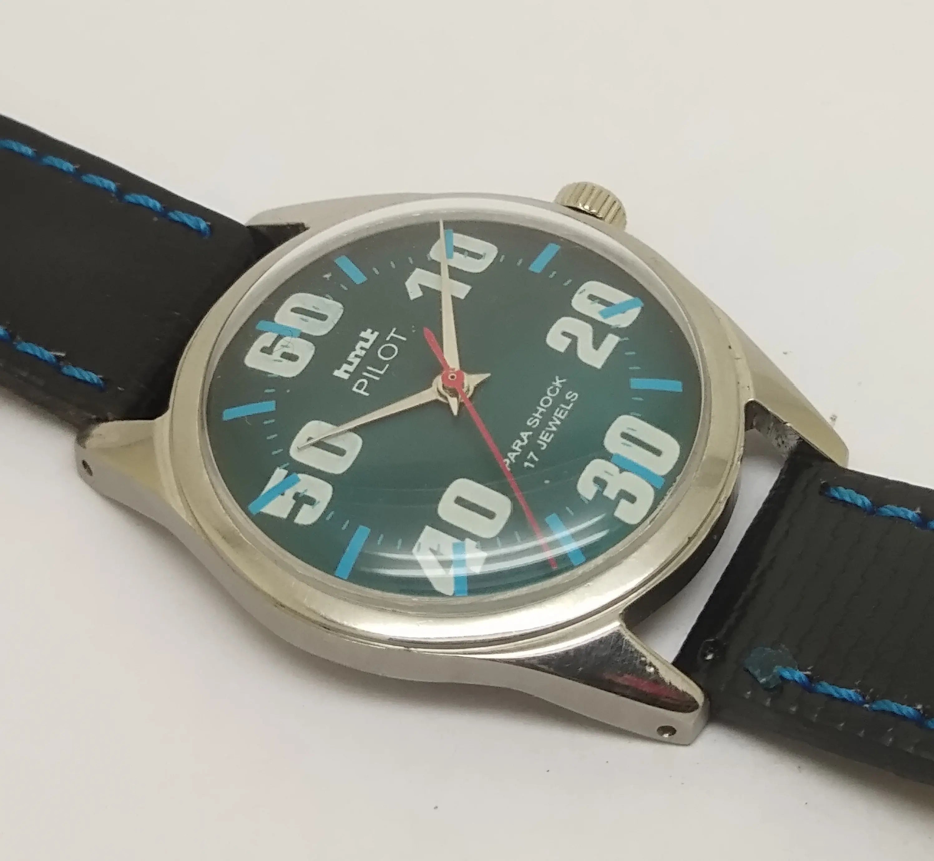 Hmt Pilot Mechanical Handwinding Movement leather Jewels Analog Dial Wrist Watch For Me National Watches