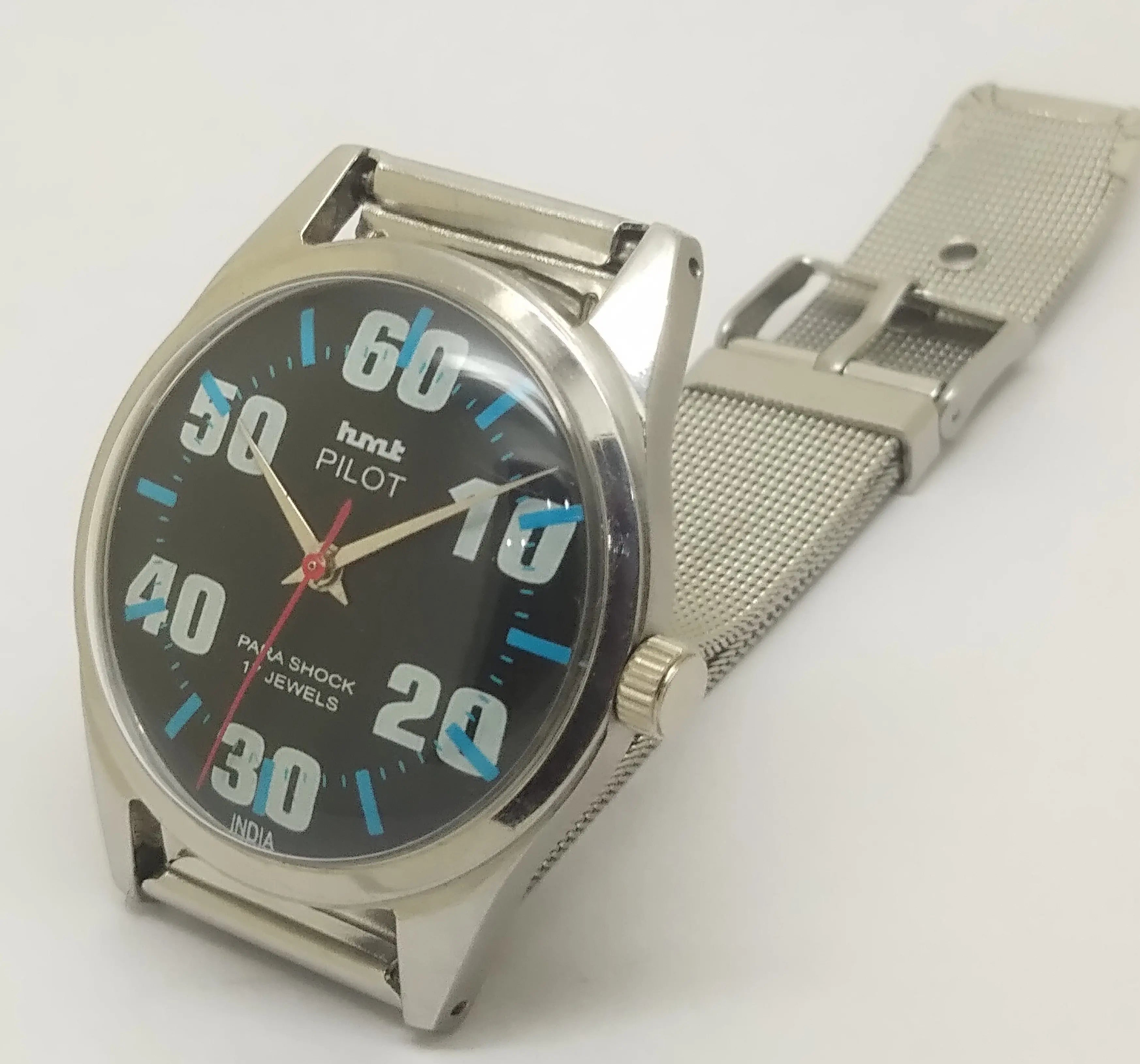 Hmt Pilot Mechanical Handwinding Movement stainless Steel Para Shock 17 Jewels Analog Dial Wrist Watch For Men National Watches