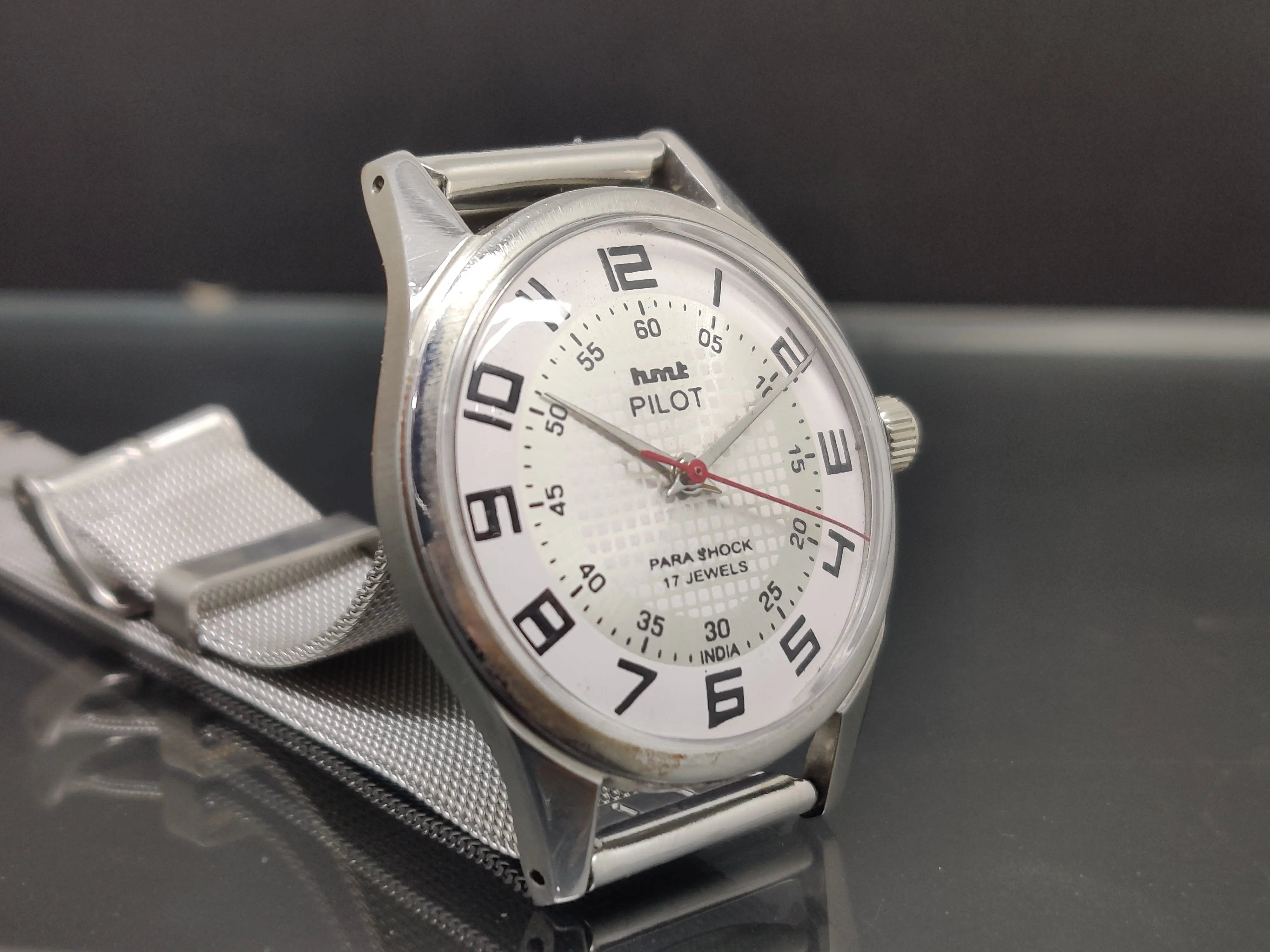 Hmt Pilot Mechanical Handwinding Movement stainless Steel Para Shock 17 Jewels Analog Dial Wrist Watch For Me National Watches