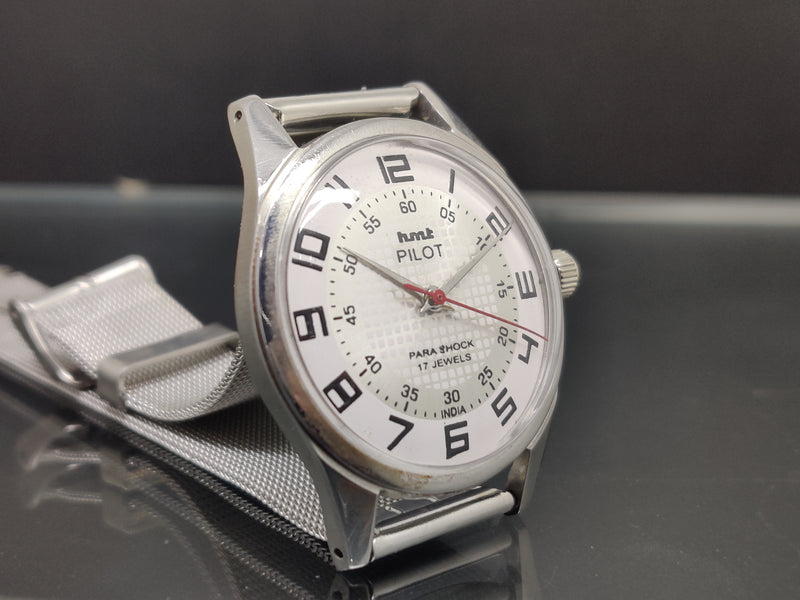 Hmt Pilot Mechanical Handwinding Movement stainless Steel Para Shock 17 Jewels Analog Dial Wrist Watch For Me - National Watches