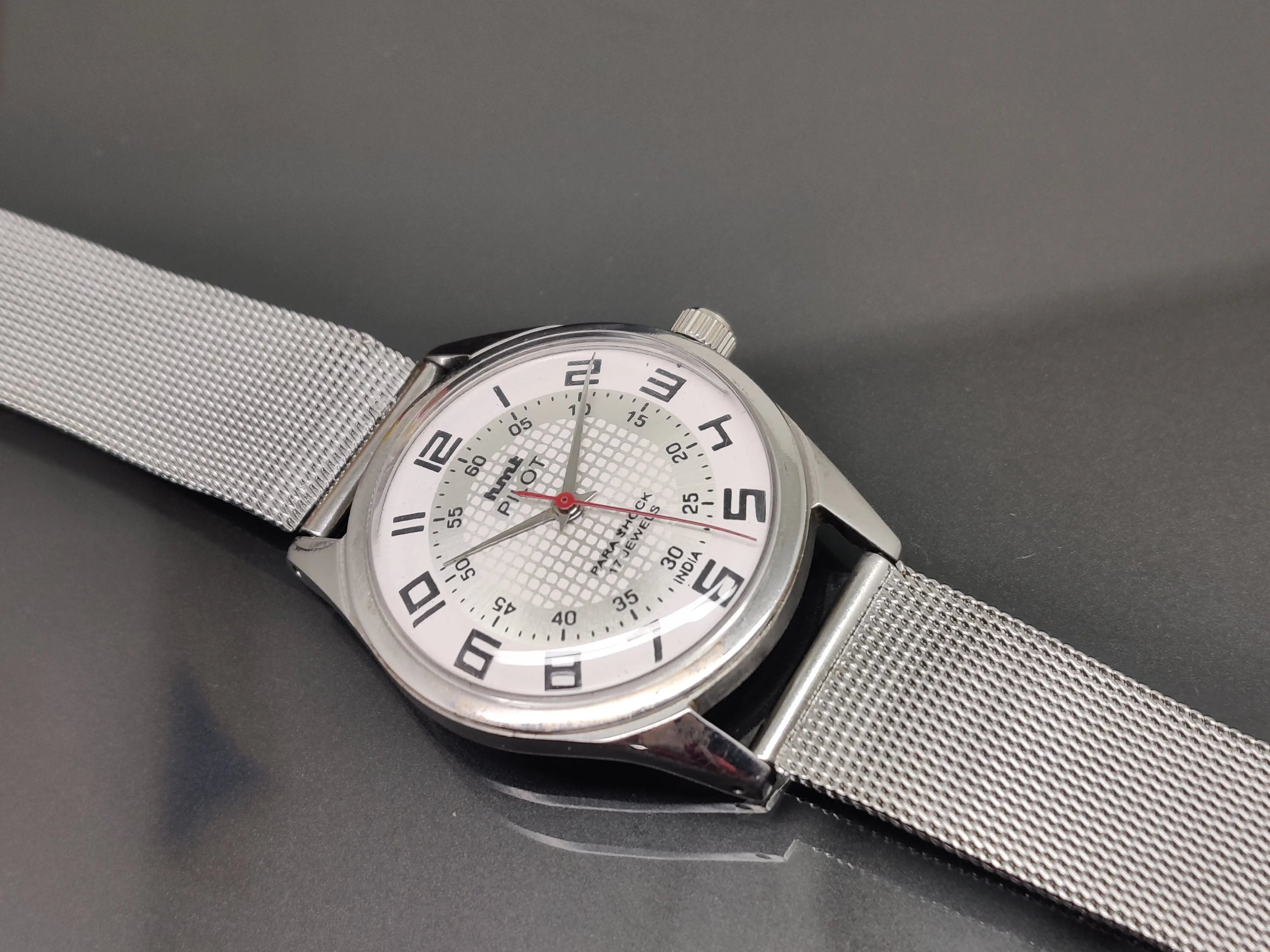 Hmt Pilot Mechanical Handwinding Movement stainless Steel Para Shock 17 Jewels Analog Dial Wrist Watch For Me - National Watches