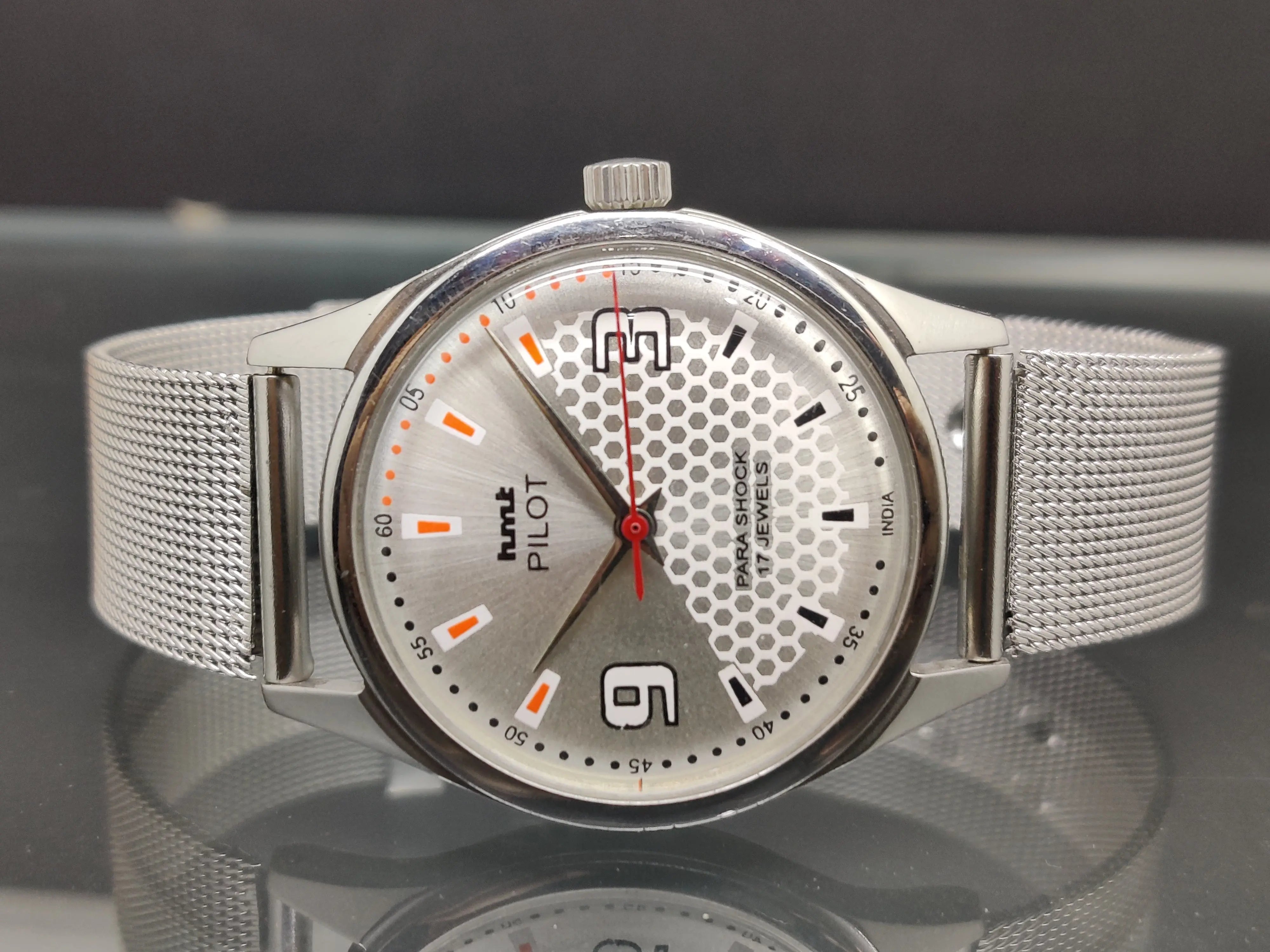 Hmt Pilot Mechanical Handwinding Movement stainless Steel Para Shock 17 Jewels Analog Dial Wrist Watch For Me National Watches