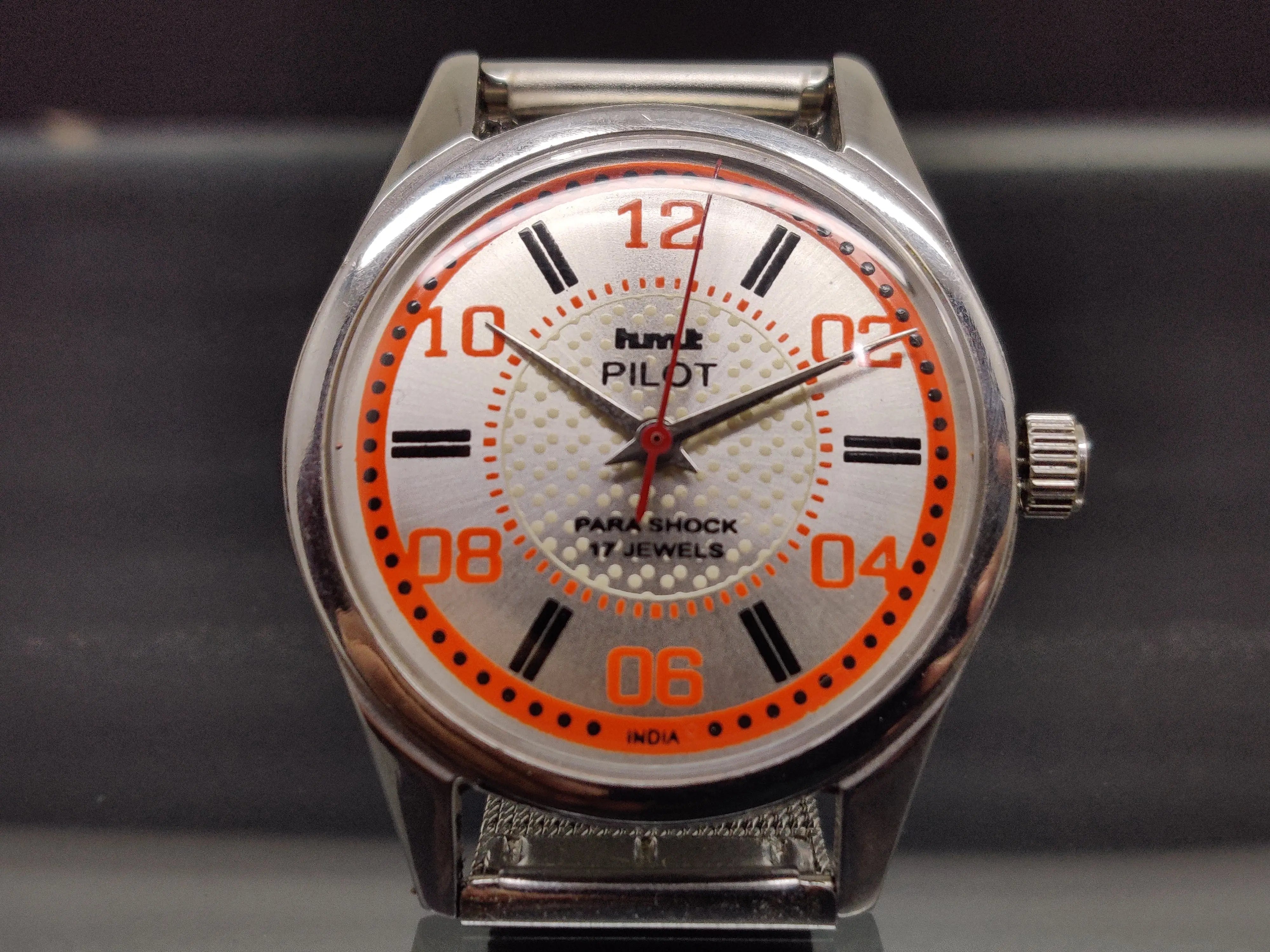 Hmt Pilot Mechanical Handwinding Movement stainless Steel Para Shock 17 Jewels Analog Dial Wrist Watch For Me - National Watches