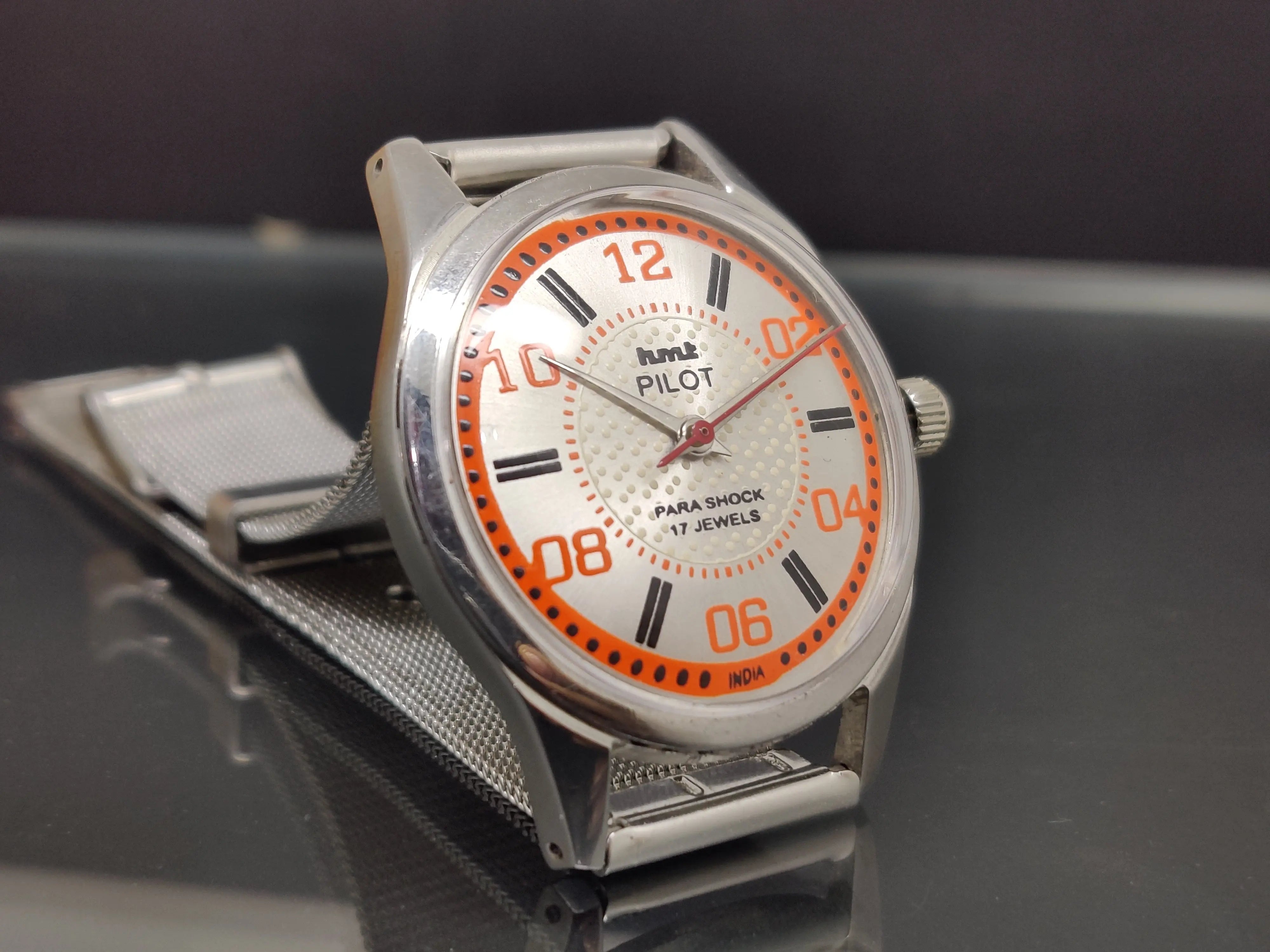 Hmt Pilot Mechanical Handwinding Movement stainless Steel Para Shock 17 Jewels Analog Dial Wrist Watch For Me - National Watches
