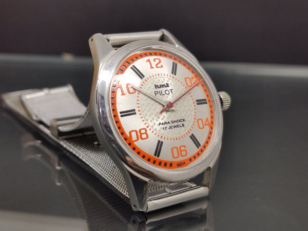 Hmt Pilot Mechanical Handwinding Movement stainless Steel Para Shock 17 Jewels Analog Dial Wrist Watch For Me