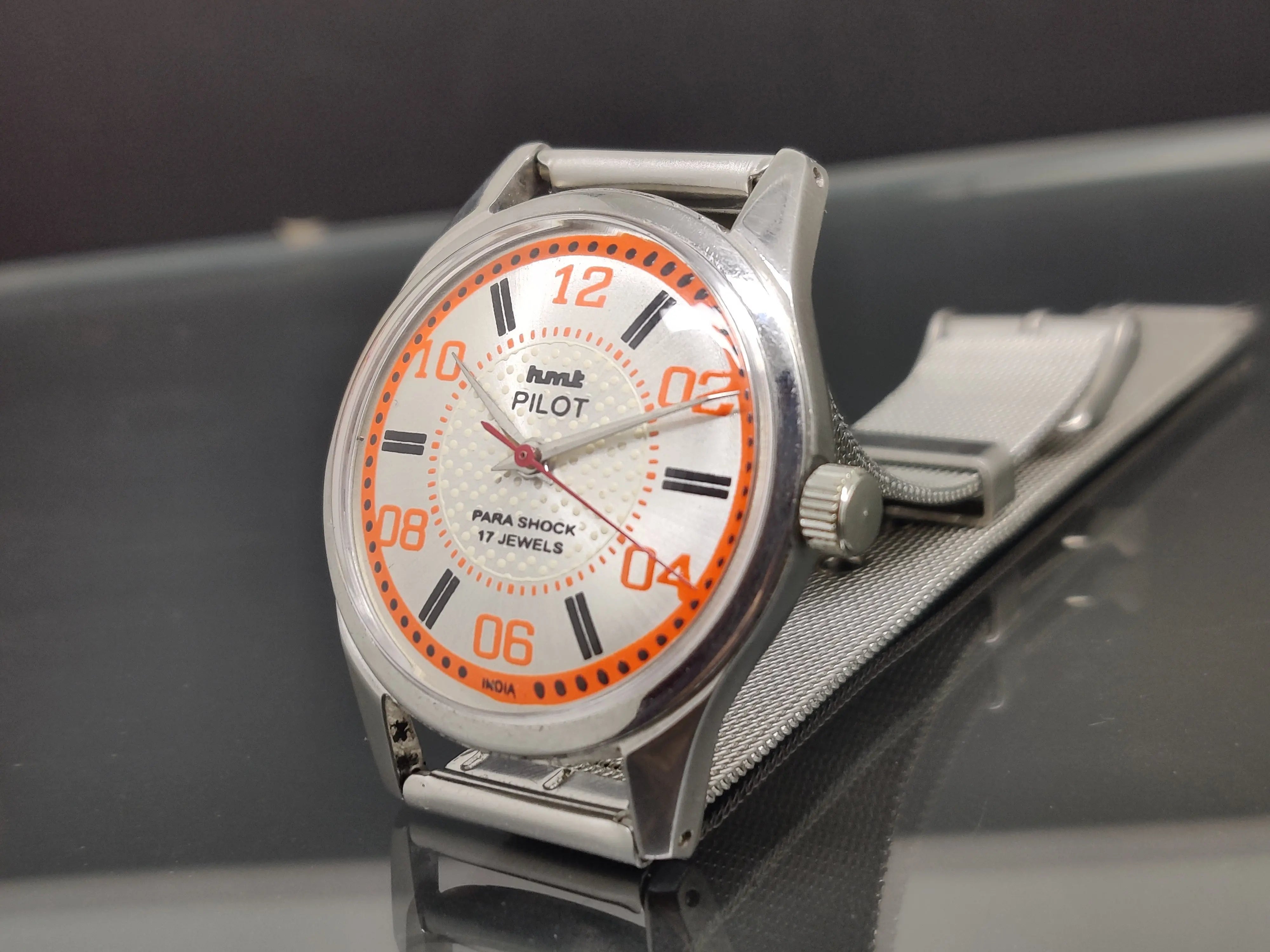 Hmt Pilot Mechanical Handwinding Movement stainless Steel Para Shock 17 Jewels Analog Dial Wrist Watch For Me - National Watches