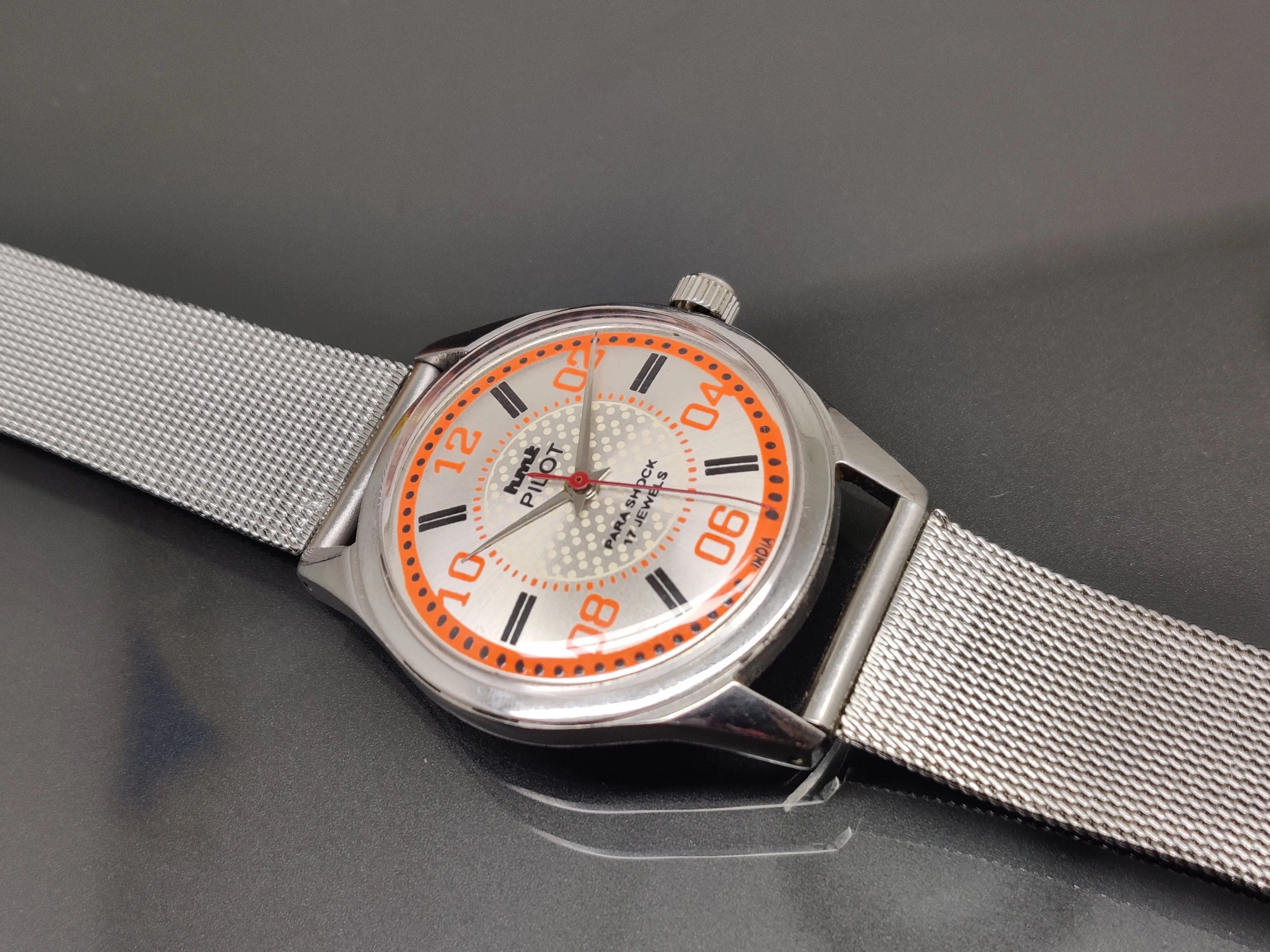 Hmt Pilot Mechanical Handwinding Movement stainless Steel Para Shock 17 Jewels Analog Dial Wrist Watch For Me - National Watches