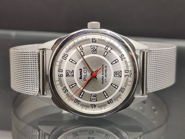 Hmt Pilot Mechanical Handwinding Movement stainless Steel Para Shock 17 Jewels Analog Dial Wrist Watch For Me