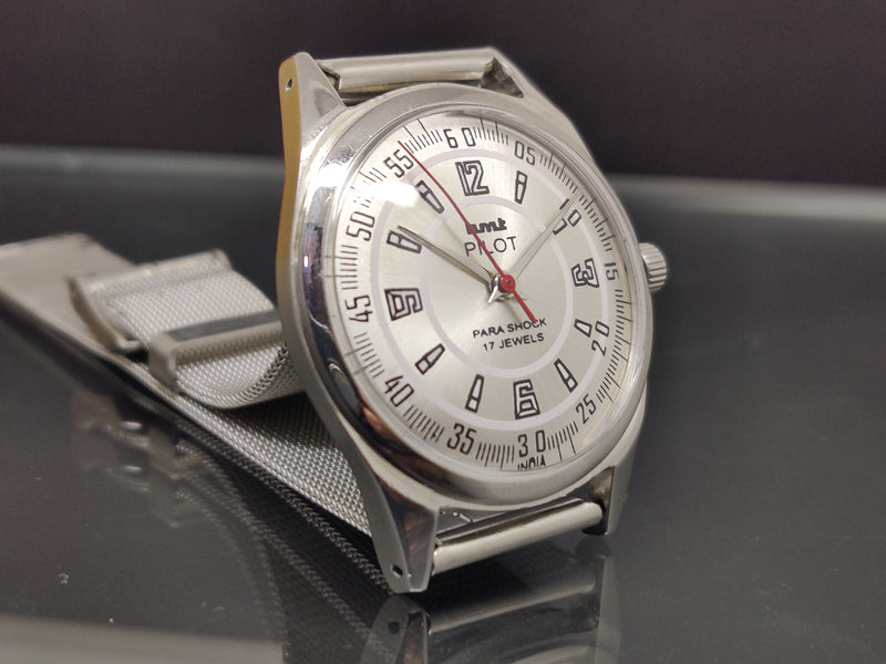 Hmt Pilot Mechanical Handwinding Movement stainless Steel Para Shock 17 Jewels Analog Dial Wrist Watch For Me