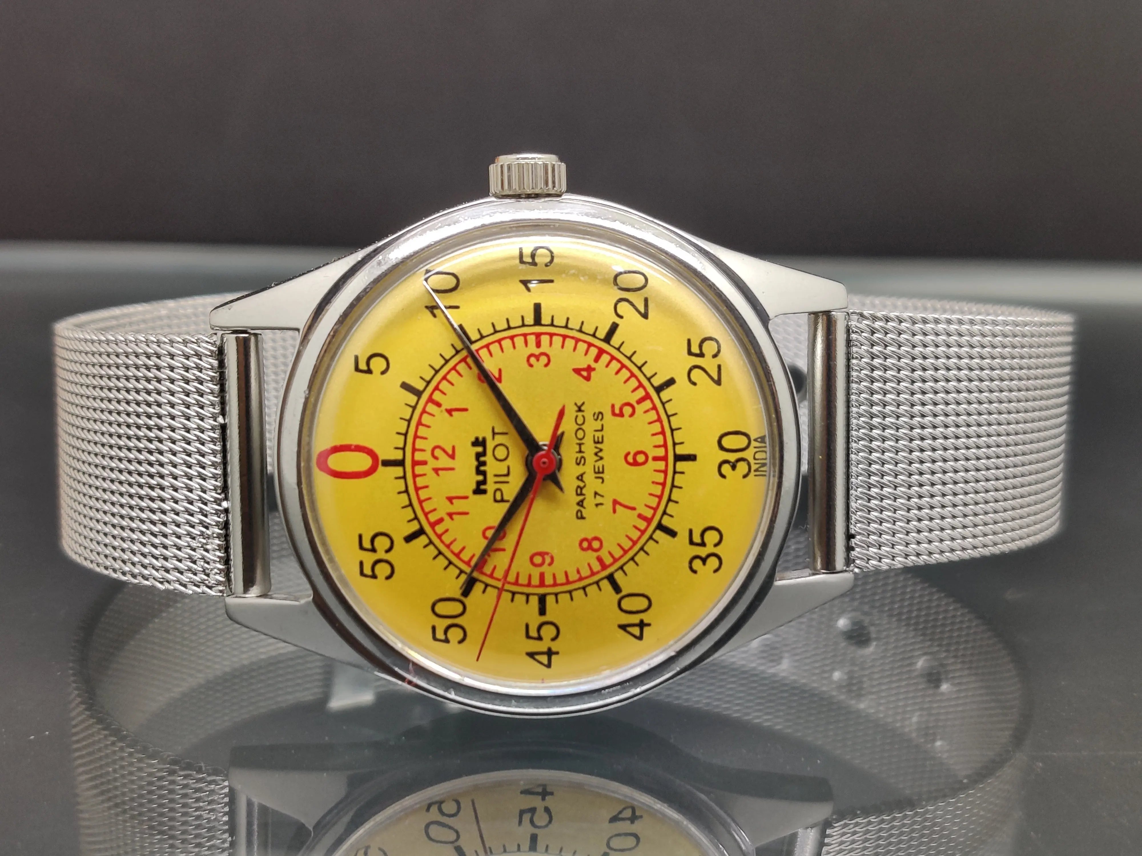 Hmt Pilot Mechanical Handwinding Movement stainless Steel Para Shock 17 Jewels Analog Dial Wrist Watch For Me - National Watches