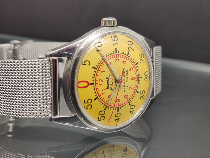 Hmt Pilot Mechanical Handwinding Movement stainless Steel Para Shock 17 Jewels Analog Dial Wrist Watch For Me