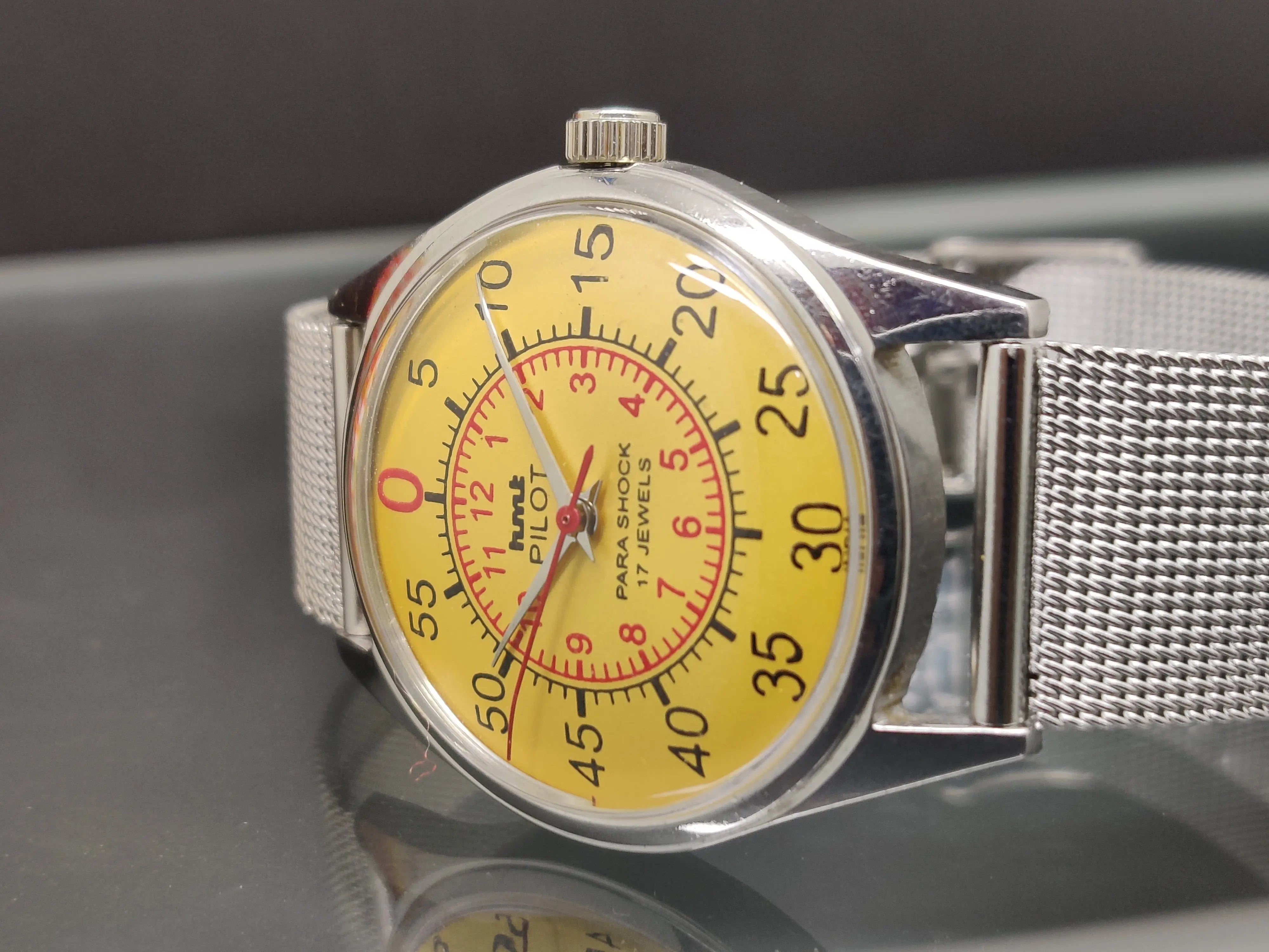 Hmt Pilot Mechanical Handwinding Movement stainless Steel Para Shock 17 Jewels Analog Dial Wrist Watch For Me - National Watches