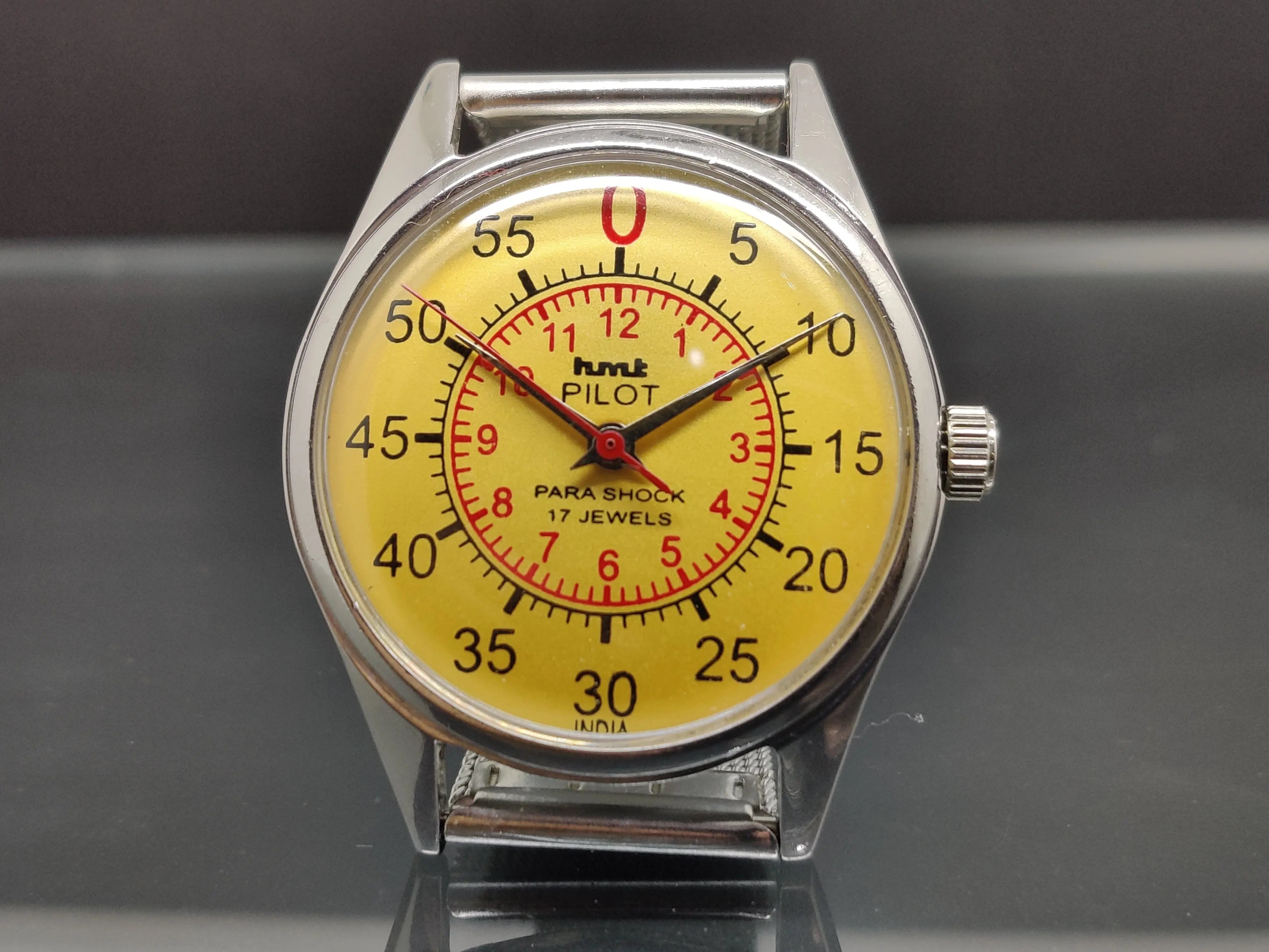 Hmt Pilot Mechanical Handwinding Movement stainless Steel Para Shock 17 Jewels Analog Dial Wrist Watch For Me - National Watches