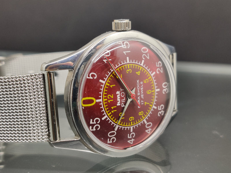 Hmt Pilot Mechanical Handwinding Movement stainless Steel Para Shock 17 Jewels Analog Dial Wrist Watch For Me