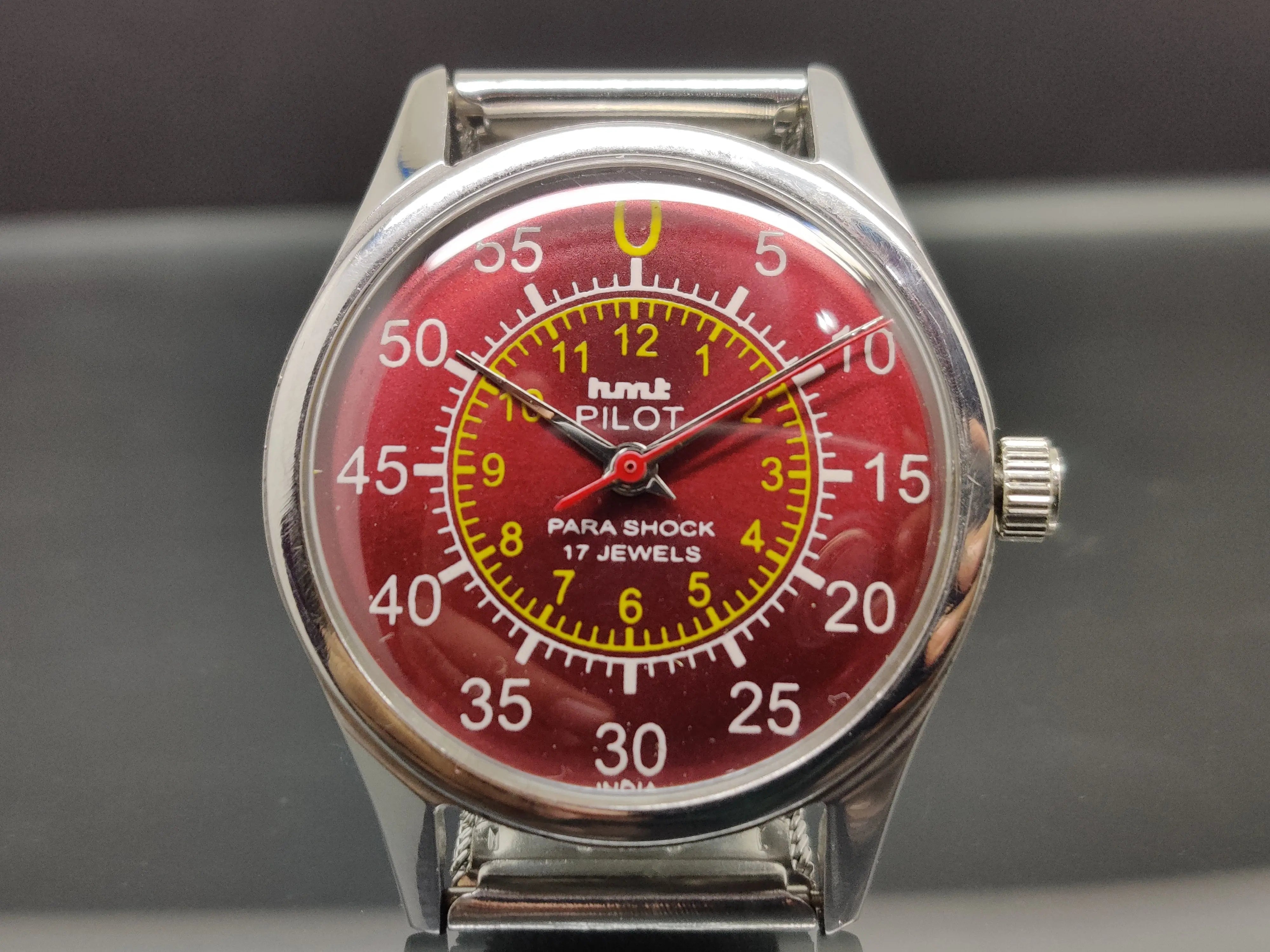 Hmt Pilot Mechanical Handwinding Movement stainless Steel Para Shock 17 Jewels Analog Dial Wrist Watch For Me - National Watches