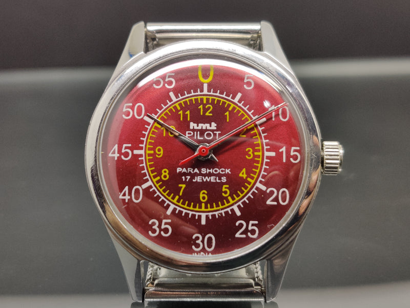 Hmt Pilot Mechanical Handwinding Movement stainless Steel Para Shock 17 Jewels Analog Dial Wrist Watch For Me