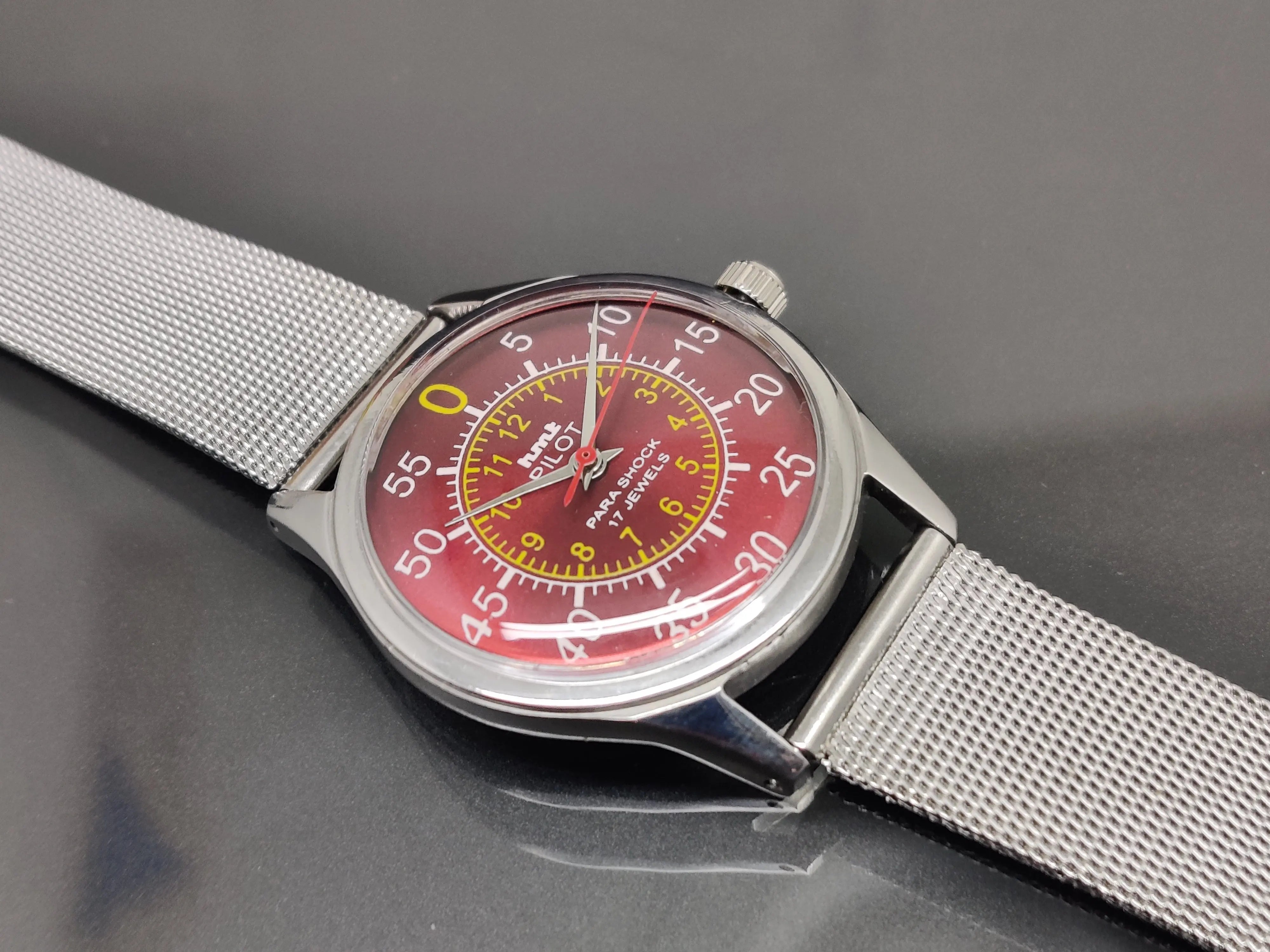 Hmt Pilot Mechanical Handwinding Movement stainless Steel Para Shock 17 Jewels Analog Dial Wrist Watch For Me - National Watches