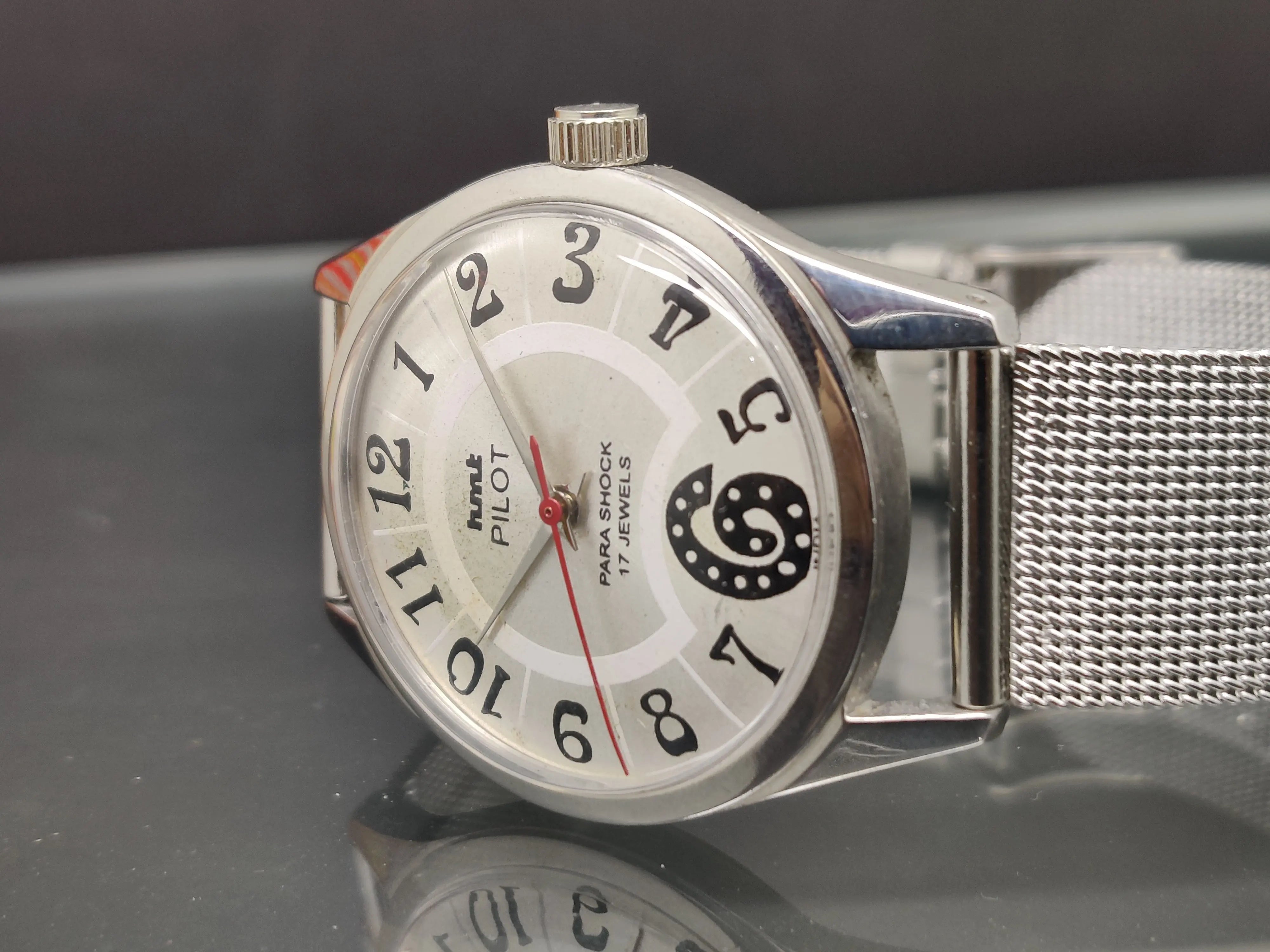 Hmt Pilot Mechanical Handwinding Movement stainless Steel Para Shock 17 Jewels Analog Dial Wrist Watch For Me - National Watches