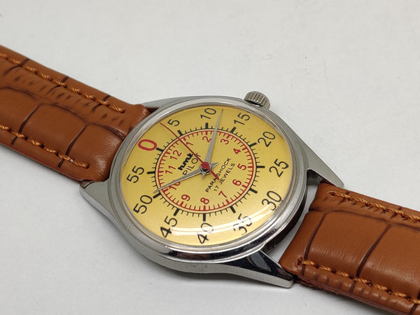 Hmt Pilot Mechanical Handwinding Movement leather Jewels Analog Dial Wrist Watch For Me