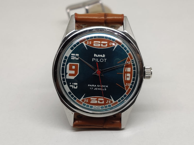 Hmt Pilot Mechanical Handwinding Movement leather Jewels Analog Dial Wrist Watch For Me