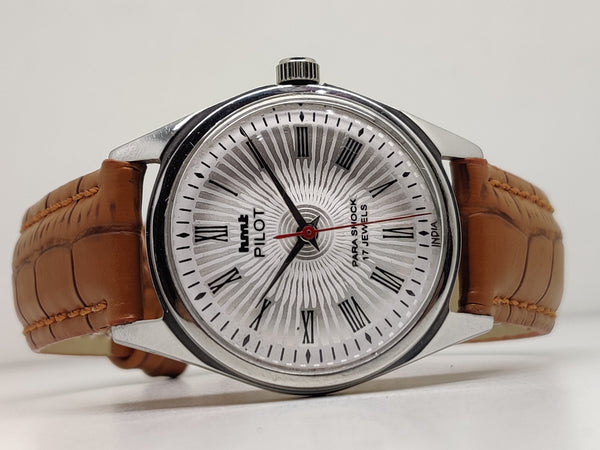 Hmt Pilot Mechanical Handwinding Movement leather Jewels Analog Dial Wrist Watch For Me