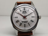 Hmt Pilot Mechanical Handwinding Movement leather Jewels Analog Dial Wrist Watch For Me