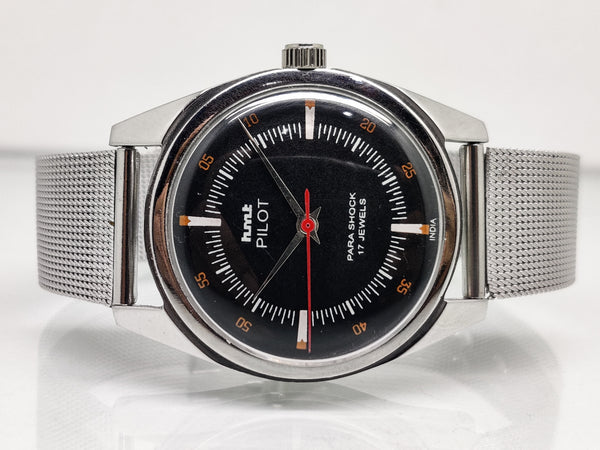 Hmt Pilot Mechanical Handwinding Movement stainless Steel Para Shock 17 Jewels Analog Dial Wrist Watch For Men