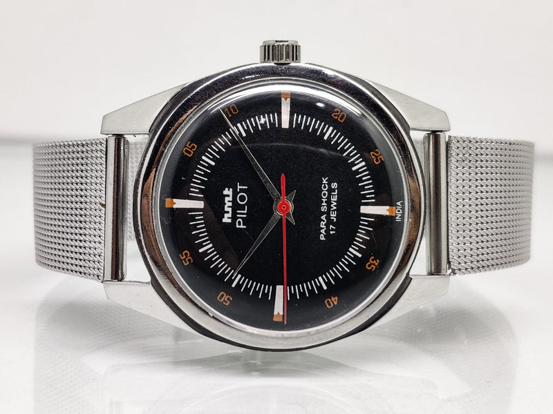 Hmt Pilot Mechanical Handwinding Movement stainless Steel Para Shock 17 Jewels Analog Dial Wrist Watch For Men