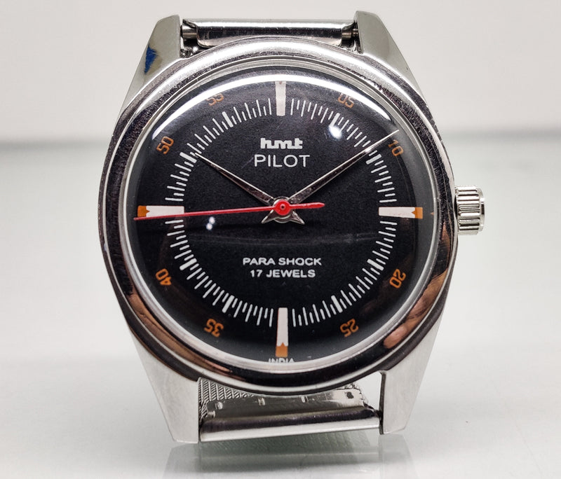 Hmt Pilot Mechanical Handwinding Movement stainless Steel Para Shock 17 Jewels Analog Dial Wrist Watch For Men