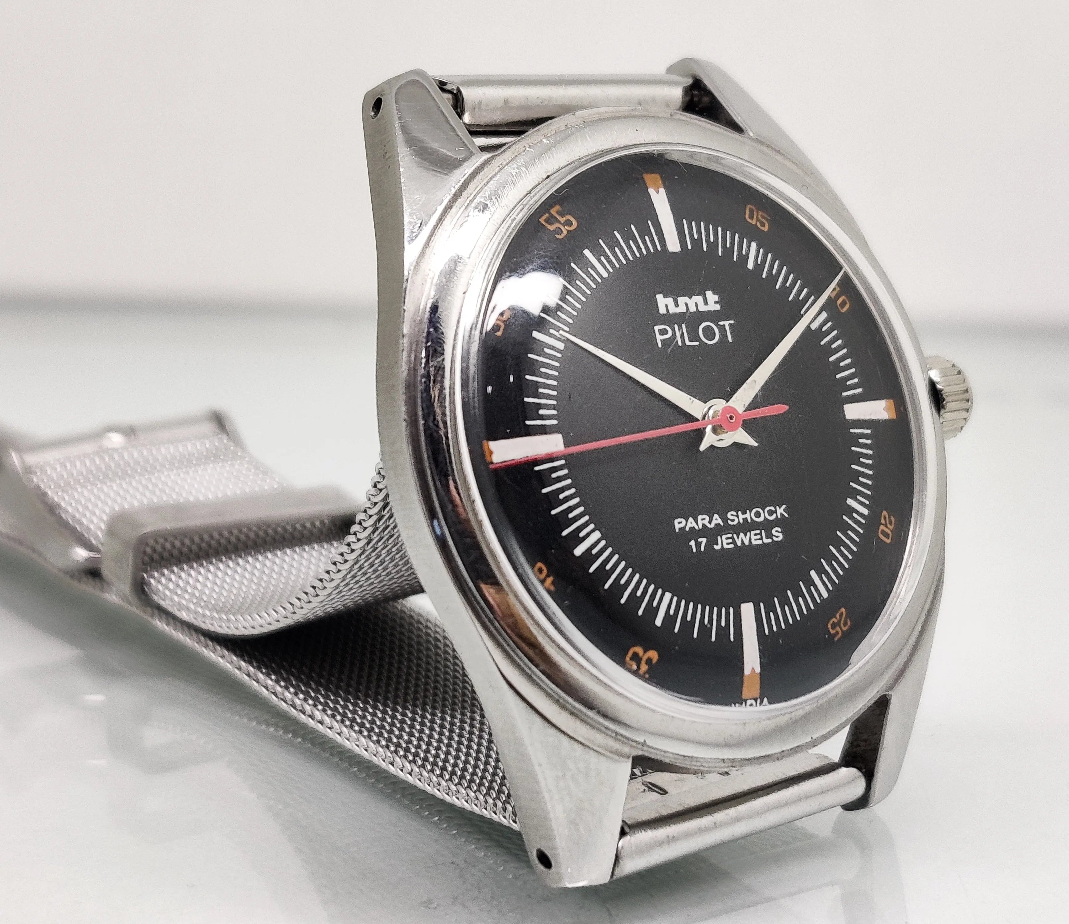 Hmt Pilot Mechanical Handwinding Movement stainless Steel Para Shock 17 Jewels Analog Dial Wrist Watch For Men National Watches