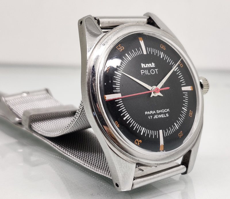 Hmt Pilot Mechanical Handwinding Movement stainless Steel Para Shock 17 Jewels Analog Dial Wrist Watch For Men