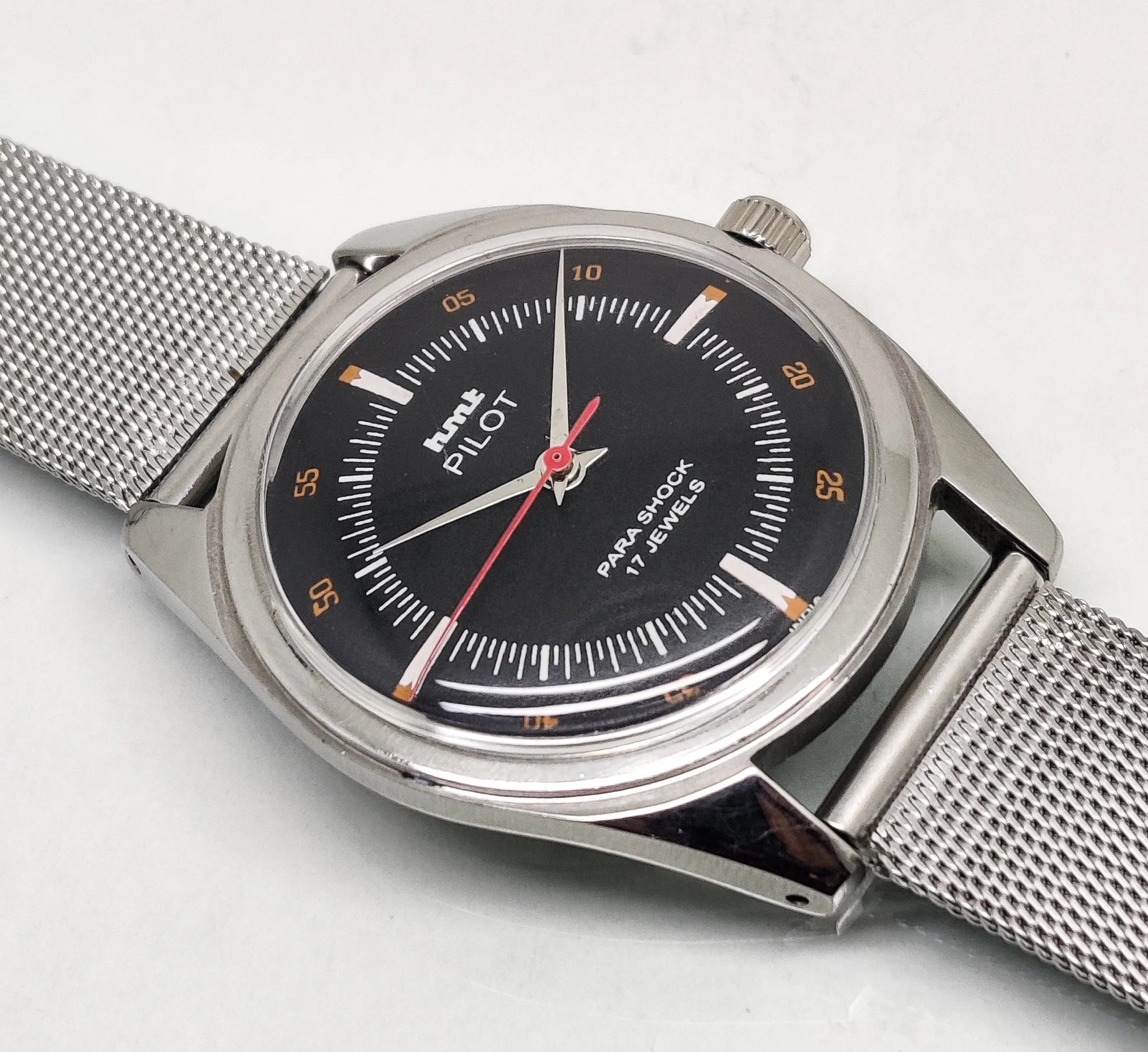 Hmt Pilot Mechanical Handwinding Movement stainless Steel Para Shock 17 Jewels Analog Dial Wrist Watch For Men National Watches