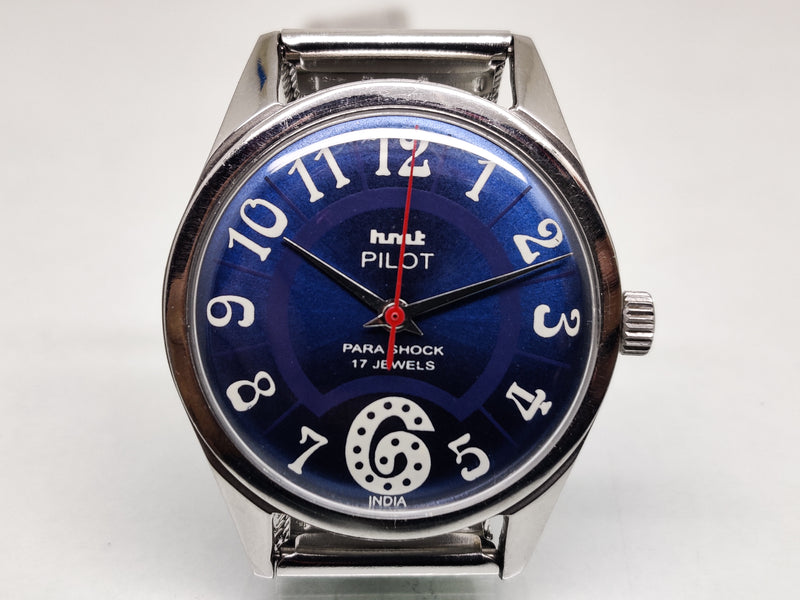 Hmt Pilot Mechanical Handwinding Movement stainless Steel Para Shock 17 Jewels Analog Dial Wrist Watch For Men