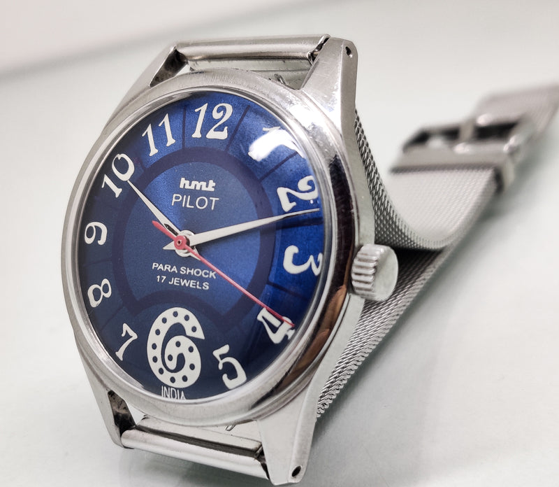 Hmt Pilot Mechanical Handwinding Movement stainless Steel Para Shock 17 Jewels Analog Dial Wrist Watch For Men