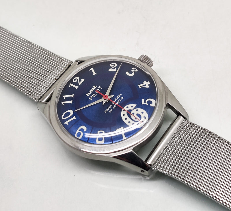 Hmt Pilot Mechanical Handwinding Movement stainless Steel Para Shock 17 Jewels Analog Dial Wrist Watch For Men