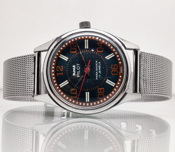 Hmt Pilot Mechanical Handwinding Movement stainless Steel Para Shock 17 Jewels Analog Dial Wrist Watch For Men
