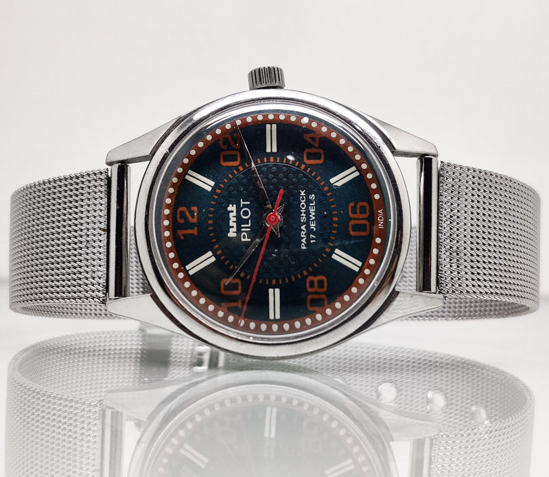 Hmt Pilot Mechanical Handwinding Movement stainless Steel Para Shock 17 Jewels Analog Dial Wrist Watch For Men