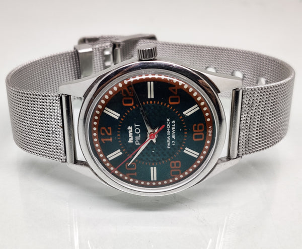 Hmt Pilot Mechanical Handwinding Movement stainless Steel Para Shock 17 Jewels Analog Dial Wrist Watch For Men