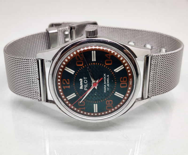 Hmt Pilot Mechanical Handwinding Movement stainless Steel Para Shock 17 Jewels Analog Dial Wrist Watch For Men